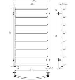 Электрический полотенцесушитель Deffi Классик П8 500х900 правое подключение белый C.DK.90.50.8.E.W.R.5