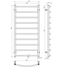 Електрична сушарка для рушників Deffi Класик П10 500х1100 ліве підключення хром C.DK.110.50.10.E.C.L.5