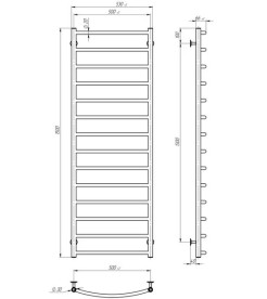 Електросушарка для рушників Deffi Класик П14 500х1500 праве підключення чорний C.DK.150.50.14.E.B.R.5