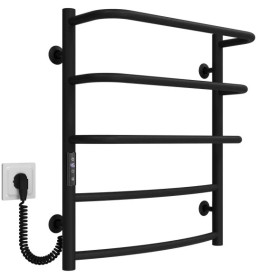 Електрична сушарка для рушників Deffi Каскад Дуга П5 400х600 ліве підключення JD03 чорний C.KD.60.40.5.E.B.L.1