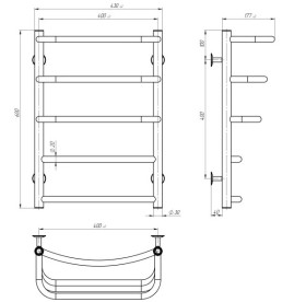 Электрический полотенцесушитель Deffi Каскад Дуга П5 400х600 правое подключение WD03 белый C.KD.60.40.5.E.W.R.3