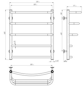 Електричний сушарка для рушників Deffi Каскад Дуга П5 500х600 ліве підключення хром C.KD.60.50.5.E.C.L.5