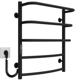 Электрический полотенцесушитель Deffi Каскад Дуга П5 500х600 левое подключение JD03 черный C.KD.60.50.5.E.B.L.1