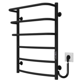 Електрична сушарка для рушників Deffi Каскад Дуга П6 500х700 праве підключення JD03 чорний C.KD.70.50.6.E.B.R.1