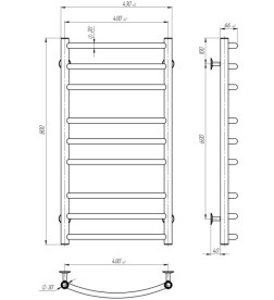 Електрична сушарка для рушників Deffi Класик Еліт П9 400х800 ліве підключення чорний C.KE.80.40.9.E.B.L.5