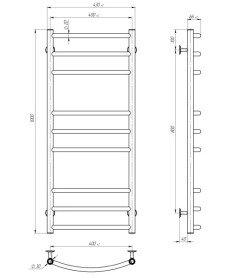 Электрический полотенцесушитель Deffi Классик Элит П9 400х1000 правое подключение WD03 белый C.KE.100.40.9.E.W.R.3