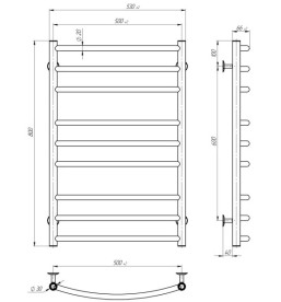 Електрична сушарка для рушників Deffi Класик Еліт П9 500х800 праве підключення білий C.KE.80.50.9.E.W.R.5