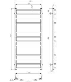 Електрична сушарка для рушників Deffi Класик Еліт П12 500х1200 ліве підключення білий C.KE.120.50.12.E.W.L.5
