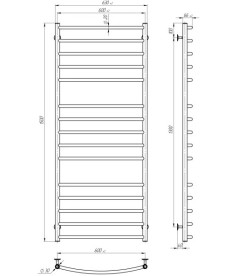 Електрична сушарка для рушників Deffi Класик Еліт П15 600х1500 праве підключення JD03 хром C.KE.150.60.15.E.C.R.1