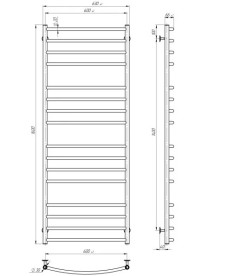 Електрична сушарка для рушників Deffi Класик Еліт П16 600х1600 праве підключення WD03 білий C.KE.160.60.16.E.W.R.3
