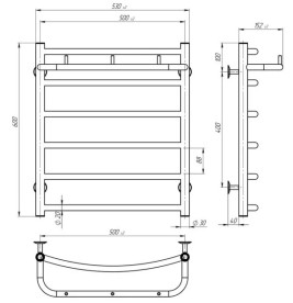 Электрический полотенцесушитель Deffi Классик N П6 500х600 левое подключение белый C.KN.60.50.6.E.W.L.5