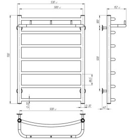 Электрический полотенцесушитель Deffi Классик N П7 500х700 правое подключение черный C.KN.70.50.7.E.B.R.5