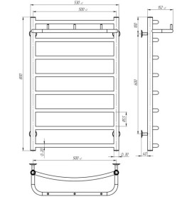 Электрический полотенцесушитель Deffi Классик N П8 500х800 правое подключение WD03 белый C.KN.80.50.8.E.W.R.1