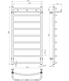 Електрична сушарка для рушників Deffi Класик N П9 500х1000 ліве підключення хром C.KN.100.50.9.E.C.L.5