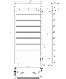 Електрична сушарка для рушників Deffi Класик N П11 500х1200 ліве підключення чорний C.KN.120.50.11.E.B.L.5