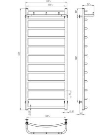 Електрична сушарка для рушників Deffi Класик N П12 500х1300 праве підключення черный C.KN.130.50.12.E.B.R.5