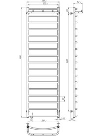 Електрична сушарка для рушників Deffi Класик N П17 500х1800 праве підключення JD03 чорний C.KN.180.50.17.E.B.R.1