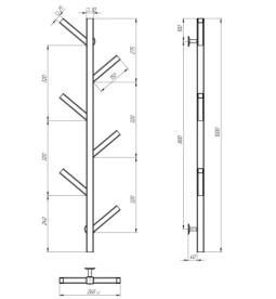 Электрический полотенцесушитель Deffi Kir П6 1000 JD04 нержавеющая сталь черный A.KR.100.6.E.B.U.2