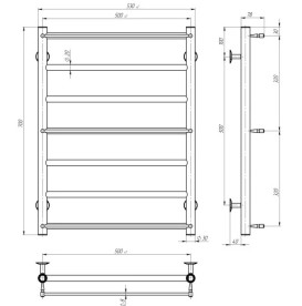 Електрична сушарка для рушників Deffi Ladder П7 500х700 праве підключення хром C.LK.70.50.7.E.C.R.5