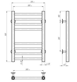 Електрична сушарка для рушників Deffi Lima П8 300х500 праве підключення JD04 хром A.LI.50.30.8.E.C.R.2