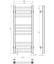 Электрический полотенцесушитель Deffi Lima П12 300х800 левое подключение JD04 черный A.LI.80.30.12.E.B.L.2