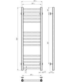 Электрический полотенцесушитель Deffi Lima П15 300х1000 правое подключение JD04 черный A.LI.100.30.15.E.B.R.2