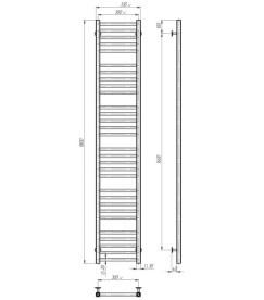Электрический полотенцесушитель Deffi Lima П30 300х1800 левое подключение JD04 черный A.LI.180.30.30.E.B.L.2