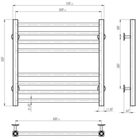 Электрический полотенцесушитель Deffi Lima П8 500х500 правое подключение JD04 черный A.LI.50.50.8.E.B.R.2