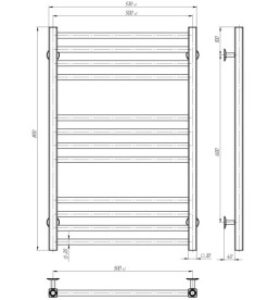 Электрический полотенцесушитель Deffi Lima П12 500х800 правое подключение JD04 черный A.LI.80.50.12.E.B.R.2