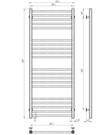 Електрична сушарка для рушників Deffi Lima П20 500х1300 праве підключення WD04 білий A.LI.130.50.20.E.W.R.4