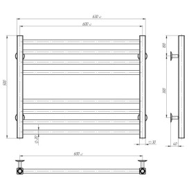 Електрична сушарка для рушників Deffi Lima П8 600х500 ліве підключення WD04 білий A.LI.50.60.8.E.W.L.4