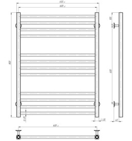 Электрический полотенцесушитель Deffi Lima П12 600х800 левое подключение JD04 черный A.LI.80.60.12.E.B.L.2