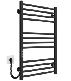 Электрический полотенцесушитель Deffi Lima П12 600х800 левое подключение JD04 черный A.LI.80.60.12.E.B.L.2