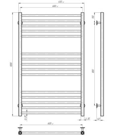 Електрична сушарка для рушників Deffi Lima П15 600х1000 праве підключення WD04 білий A.LI.100.60.15.E.W.R.4