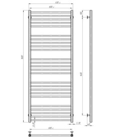 Електрична сушарка для рушників Deffi Lima П25 600х1600 праве підключення JD04 хром A.LI.160.60.25.E.C.R.2