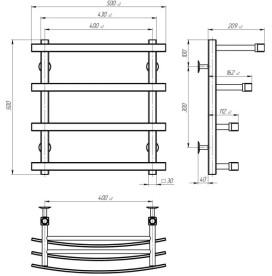 Электрический полотенцесушитель Deffi Lotos П4 400х500 правое подключение WD04 белый A.LO.50.40.4.E.W.R.4