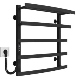 Електрична сушарка для рушників Deffi Lotos П5 400х600 ліве підключення JD04 чорний A.LO.60.40.5.E.B.L.2