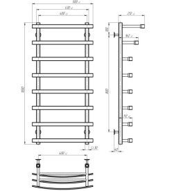 Электрический полотенцесушитель Deffi Lotos П8 400х1000 левое подключение JD04 хром A.LO.100.40.8.E.C.L.2