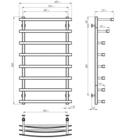 Электрический полотенцесушитель Deffi Lotos П8 500х1000 правое подключение JD04 хром A.LO.100.50.8.E.C.R.2