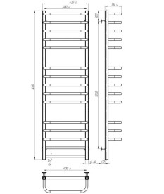 Электрический полотенцесушитель Deffi Lux П15 400х1400 правое подключение JD04 черный A.LU.140.40.15.E.B.R.2
