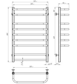 Электрический полотенцесушитель Deffi Lux П9 500х800 правое подключение JD04 черный A.LU.80.50.9.E.B.R.2
