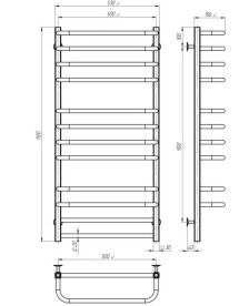 Электрический полотенцесушитель Deffi Lux П12 500х1100 левое подключение WD04 белый A.LU.110.50.12.E.W.L.4