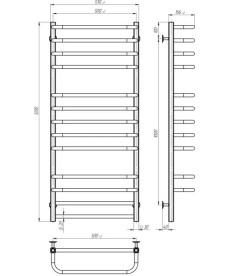 Электрический полотенцесушитель Deffi Lux П13 500х1200 правое подключение JD04 хром A.LU.120.50.13.E.C.R.2