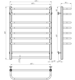 Электрический полотенцесушитель Deffi Lux П12 600х1100 правое подключение JD04 хром A.LU.110.60.12.E.C.R.2