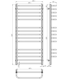 Електрична сушарка для рушників Deffi Lux П15 600х1400 праве підключення JD04 чорний A.LU.140.60.15.E.B.R.2