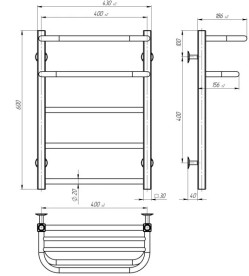 Электрический полотенцесушитель Deffi Lux Hotel П5 400х600 правое подключение JD04 хром A.LH.60.40.5.E.C.R.2