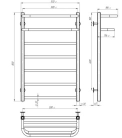 Сушарка для рушників електрична Deffi Lux Hotel П7 500х800 ліве підключення JD04 чорний A.LH.80.50.7.E.B.L.2