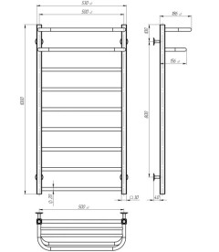 Сушарка для рушників електрична Deffi Lux Hotel П9 500х1000 ліве підключення JD04 хром A.LH.100.50.9.E.C.L.2