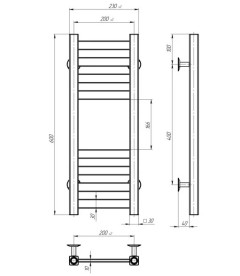 Электрический полотенцесушитель Deffi Magnus П8 200х600 левое подключение WD04 белый A.MA.60.20.8.E.W.L.4