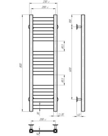 Электрический полотенцесушитель Deffi Magnus П12 200х800 левое подключение JD04 черный A.MA.80.20.12.E.B.L.2